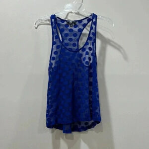 Iris Basic Royal Blue Polkadot Racer Back Tank Size S